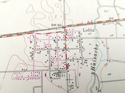 Antique Lolita, Texas 1952 US Geological Survey Topographic Map – Vanderbilt, Redfish Lake, Lavaca River, Menefee Lake No 1 & 2