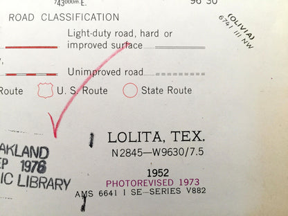 Antique Lolita, Texas 1952 US Geological Survey Topographic Map – Vanderbilt, Redfish Lake, Lavaca River, Menefee Lake No 1 & 2