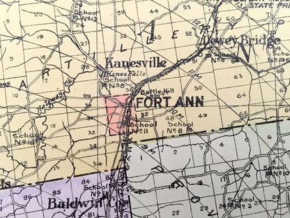 Antique Washington County, New York 1912 New Century Atlas Map – Fort Edward, Hudson Falls, Whitehall, Fort Ann, Granville, Salem, Greenwich