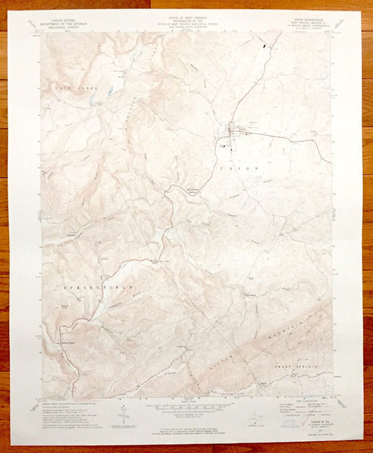 Antique Union, West Virginia 1971 US Geological Survey Topographic Map – Wolf Creek, Springfield, Raines Corner, Sweet Springs, Willow Bend