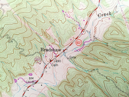 Antique Glenvar, Virginia 1963 US Geological Survey Topographic Map – Jefferson National Forest, Fort Lewis Mountain, Wabun, Roanoke County
