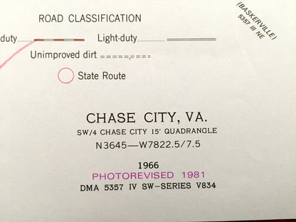 Antique Chase City, Virginia 1966 US Geological Survey Topographic Map – Fairview, Black Branch, Scotts Crossroad, Bynum Store, Finneywood