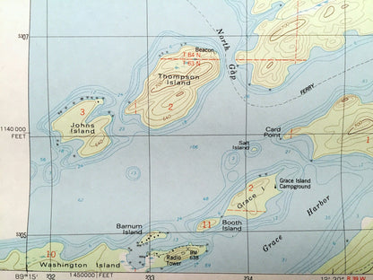 Antique Windigo, Michigan 1985 US Geological Survey Topographic Map – Isle Royale National Park, Eagle Harbor, Lake Superior Grace Island MI