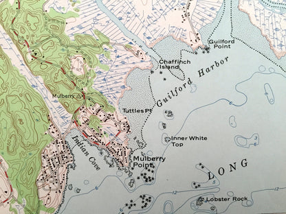 Antique Guilford, Connecticut 1954 US Geological Survey Topographic Map – Madison, Branford, North Branford, Stony Creek New Haven County CT