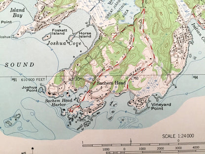 Antique Guilford, Connecticut 1954 US Geological Survey Topographic Map – Madison, Branford, North Branford, Stony Creek New Haven County CT