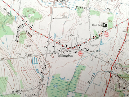Antique Ellington, Connecticut 1967 US Geological Survey Topographic Map – Stafford, Somers, Tolland, Crystal Lake, Somersville, Enfield, CT