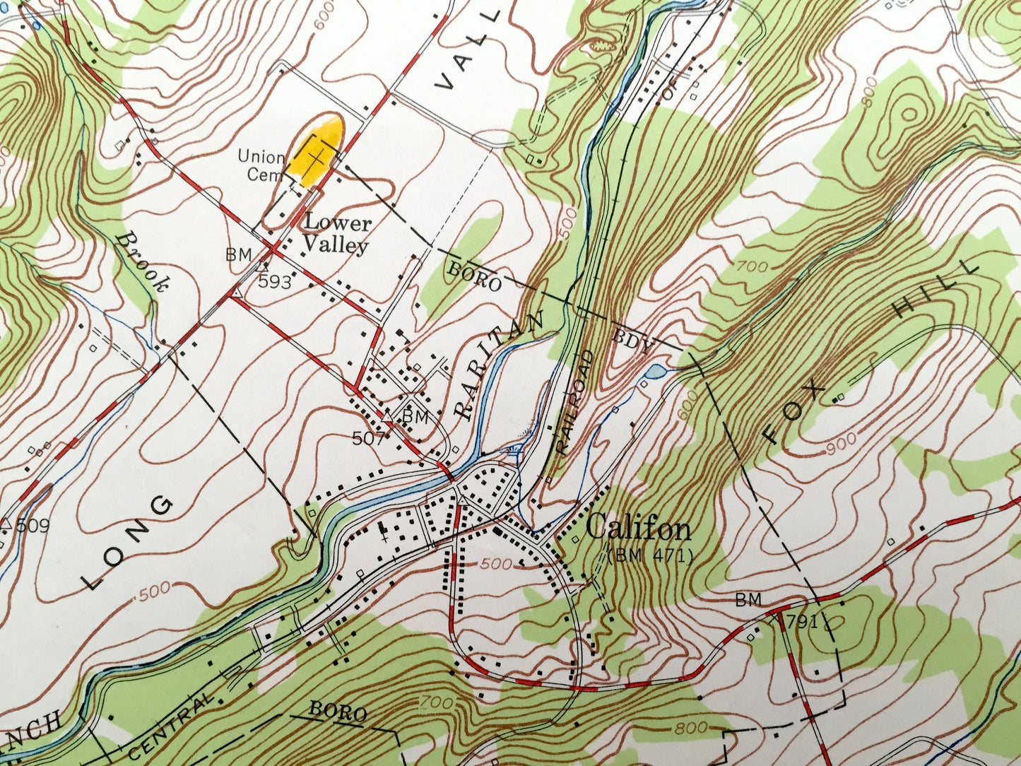 Antique Califon, New Jersey 1954 US Geological Survey Topographic Map – Clinton, Lebanon, Tewksbury Washington Fairmount Hunterdon Morris NJ