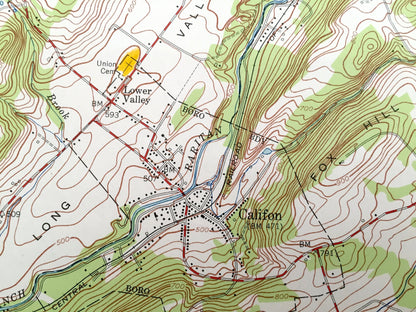 Antique Califon, New Jersey 1954 US Geological Survey Topographic Map – Clinton, Lebanon, Tewksbury Washington Fairmount Hunterdon Morris NJ