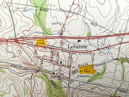 Antique Califon, New Jersey 1954 US Geological Survey Topographic Map – Clinton, Lebanon, Tewksbury Washington Fairmount Hunterdon Morris NJ
