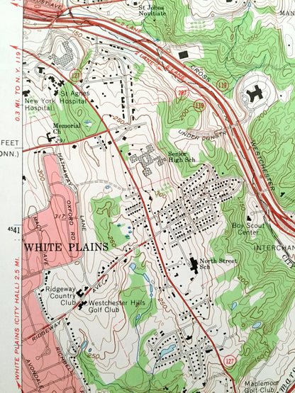 Antique Glenville, Connecticut 1960 US Geological Survey Topographic Map – Greenwich, Mount Pleasant Harrison Purchase Port Chester Byram CT