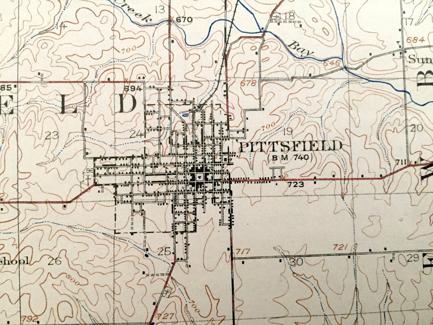 Antique Pittsfield, Illinois 1926 US Geological Survey Topographic Map – Baylis, New Salem, Griggsville, Derry, Atlas, Newburg, Pike County