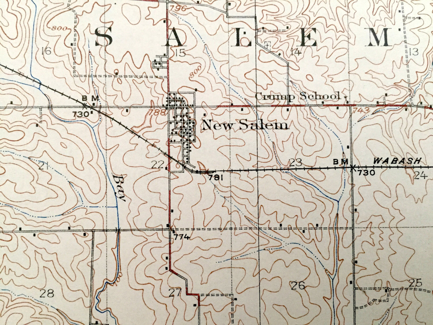 Antique Pittsfield, Illinois 1926 US Geological Survey Topographic Map – Baylis, New Salem, Griggsville, Derry, Atlas, Newburg, Pike County