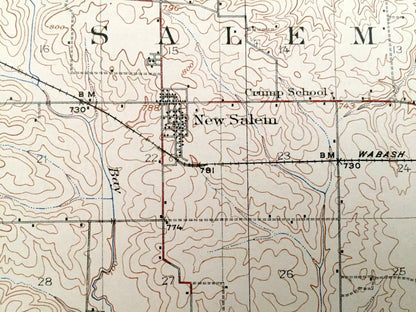 Antique Pittsfield, Illinois 1926 US Geological Survey Topographic Map – Baylis, New Salem, Griggsville, Derry, Atlas, Newburg, Pike County