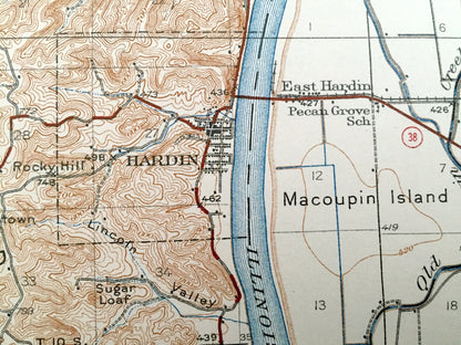 Antique Hardin, Illinois 1938 US Geological Survey Topographic Map – Foley, Missouri, Greene, Jersey, Calhoun, Pike, Lincoln County, IL