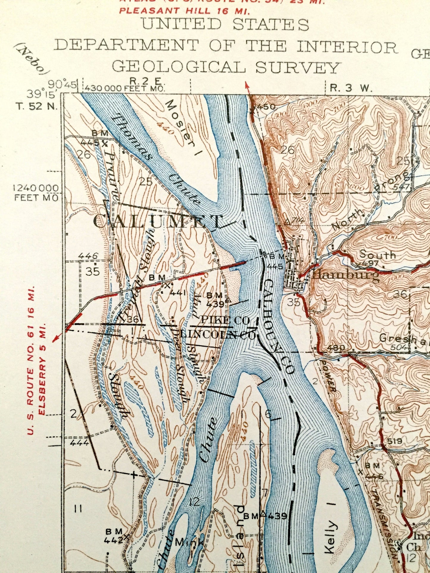 Antique Hardin, Illinois 1938 US Geological Survey Topographic Map – Foley, Missouri, Greene, Jersey, Calhoun, Pike, Lincoln County, IL