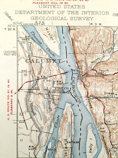 Antique Hardin, Illinois 1938 US Geological Survey Topographic Map – Foley, Missouri, Greene, Jersey, Calhoun, Pike, Lincoln County, IL