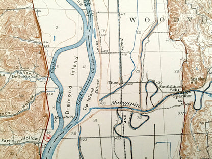 Antique Hardin, Illinois 1938 US Geological Survey Topographic Map – Foley, Missouri, Greene, Jersey, Calhoun, Pike, Lincoln County, IL