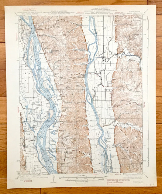 Antique Hardin, Illinois 1938 US Geological Survey Topographic Map – Foley, Missouri, Greene, Jersey, Calhoun, Pike, Lincoln County, IL