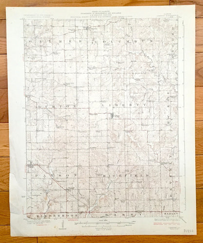 Antique Liberty, Illinois 1927 US Geological Survey Topographic Map – Gilmer, Columbus, Burton, McKee, Payson, Plainville, Richfield Beverly