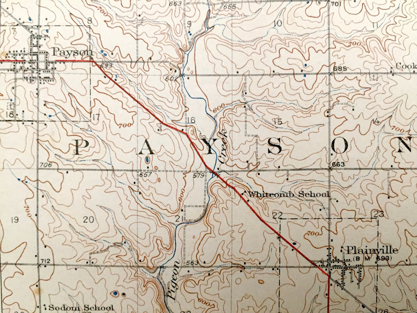 Antique Liberty, Illinois 1927 US Geological Survey Topographic Map – Gilmer, Columbus, Burton, McKee, Payson, Plainville, Richfield Beverly