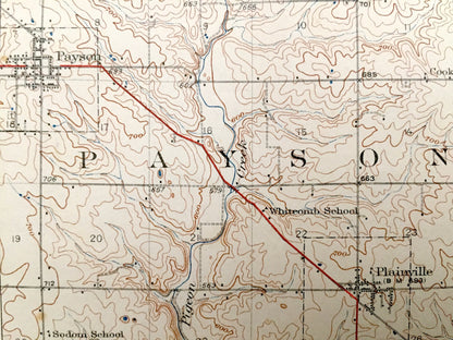 Antique Liberty, Illinois 1927 US Geological Survey Topographic Map – Gilmer, Columbus, Burton, McKee, Payson, Plainville, Richfield Beverly