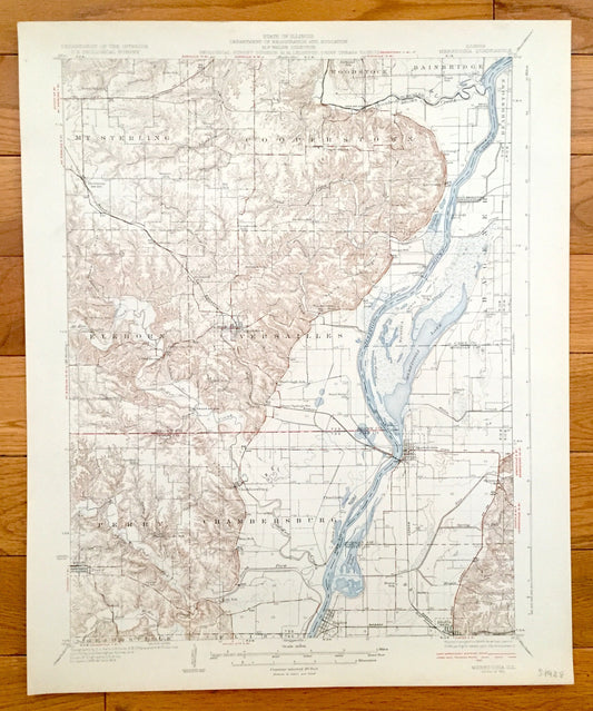Antique Meredosia, Illinois 1931 US Geological Survey Topographic Map – Versailles, Naples, Bluffs, Cooperstown, Perry, Elkhorn, Mt Sterling