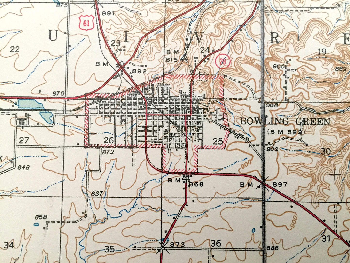 Antique Bowling Green, Missouri 1937 US Geological Survey Topographic Map – Pike County, Louisiana, Peno, Buffalo, Calumet, Ahsley Cuivre MO