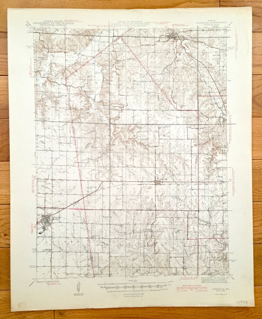 Antique Vandalia, Missouri 1945 US Geological Survey Topographic Map – Frankford, Curryville, Spencer, Pike, Ralls, Audrain County MO