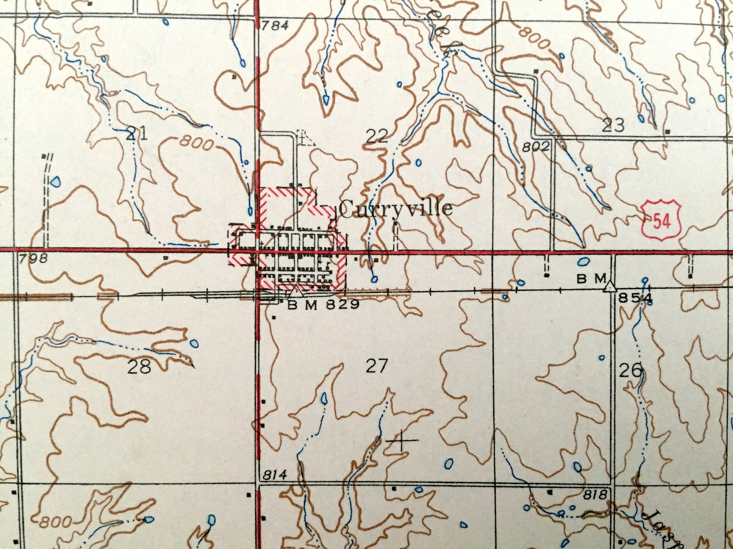 Antique Vandalia, Missouri 1945 US Geological Survey Topographic Map – Frankford, Curryville, Spencer, Pike, Ralls, Audrain County MO
