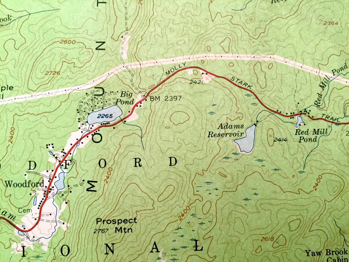 Antique Bennington, Vermont 1954 US Geological Survey Topograph Map – Shaftsbury, Glastenbury, Woodford, Pownal, Stamford Green Mountains VT