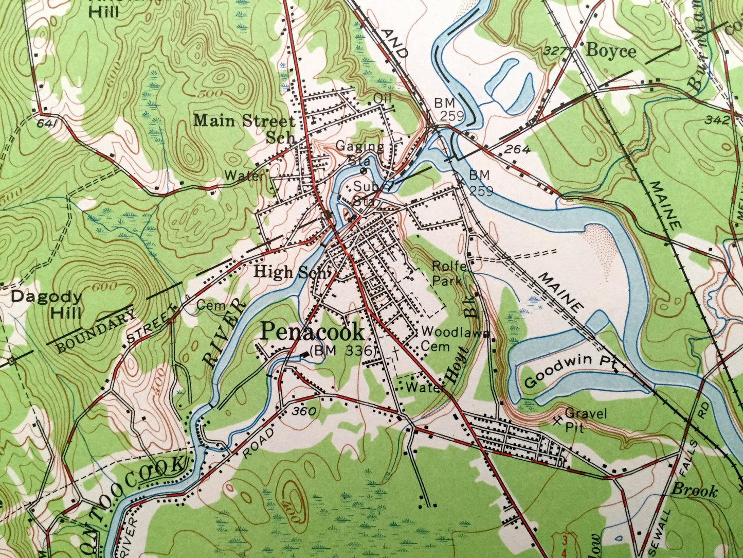 Antique Penacook, New Hampshire 1956 US Geological Survey Topographic Map – Franklin Falls Tilton Salisbury Concord Canterbury Winnisquam NH