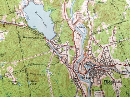 Antique Penacook, New Hampshire 1956 US Geological Survey Topographic Map – Franklin Falls Tilton Salisbury Concord Canterbury Winnisquam NH