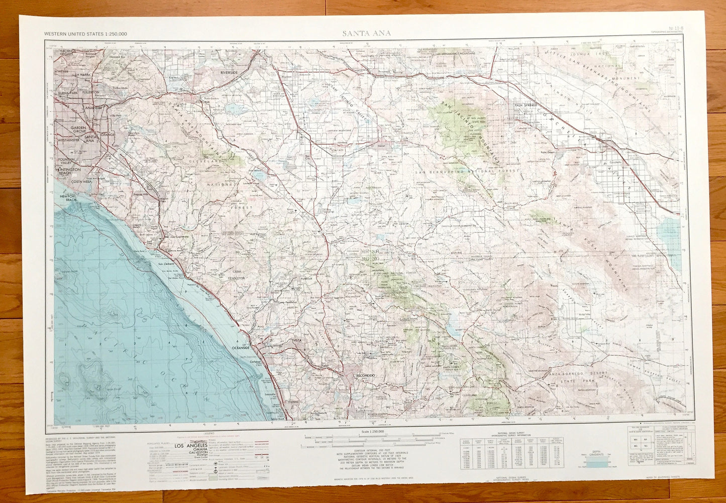 Antique Santa Ana, California 1959 US Geological Survey Topographic Map – Newport Beach, Huntington, Anaheim, Palm Springs, Coachella, CA