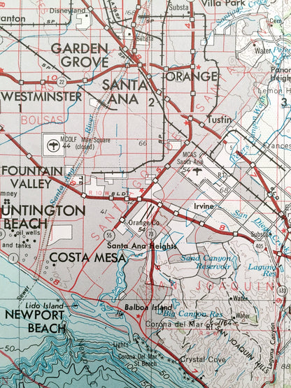 Antique Santa Ana, California 1959 US Geological Survey Topographic Map – Newport Beach, Huntington, Anaheim, Palm Springs, Coachella, CA