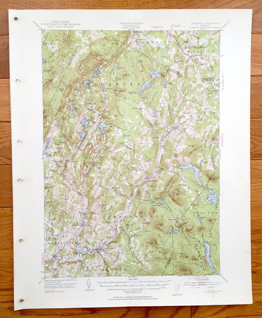 Antique Plainfield, Vermont 1953 US Geological Survey Topographic Map – Caladonia County, Woodbury, Cabot, Marshfield, East Montpelier, VT