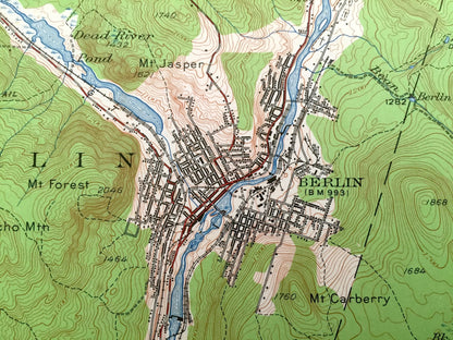 Antique Gorham, New Hampshire 1937 US Geological Survey Topographic Map – Berlin, Success, Shelburne White Mountains Coos County, Carroll NH