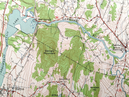 Antique Milton, Vermont 1948 US Geological Survey Topographic Map – Lake Champlain, Georgia, Westford, Cochester, Essex, Burlington, VT