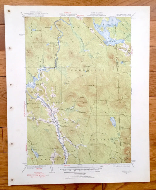 Antique Milan, New Hampshire 1930 US Geological Survey Topographic Map – Umbagog Lake, Errol, Cambridge, Berlin, Dummer Grafton, Maine NH ME