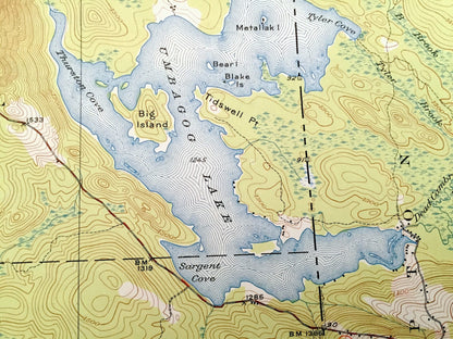 Antique Milan, New Hampshire 1930 US Geological Survey Topographic Map – Umbagog Lake, Errol, Cambridge, Berlin, Dummer Grafton, Maine NH ME