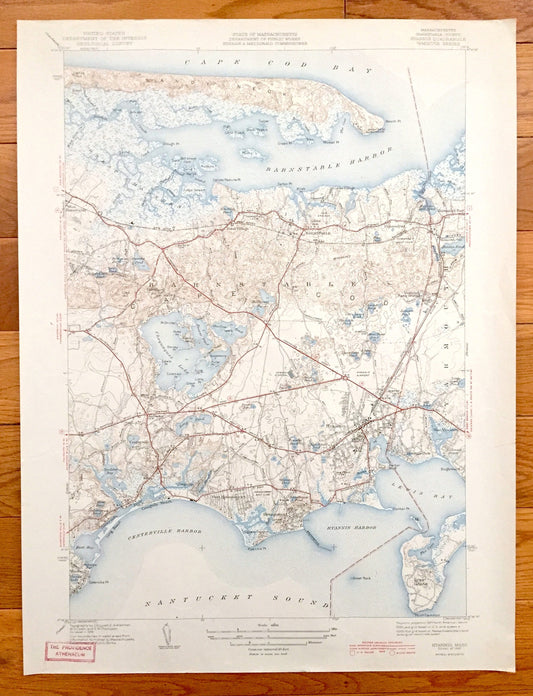 Antique Hyannis, Massachusetts 1942 US Geological Survey Topographic Map – Cape Cod, Hyannisport, Barnstable, Yarmouth, Pond Village, MA