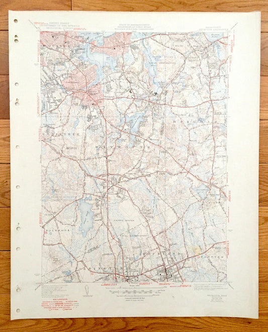 Antique Weymouth, Massachusetts 1941 US Geological Survey Topographic Map – Quincy, Braintree, Hingham Holbrook Abington Rockland Hanover MA
