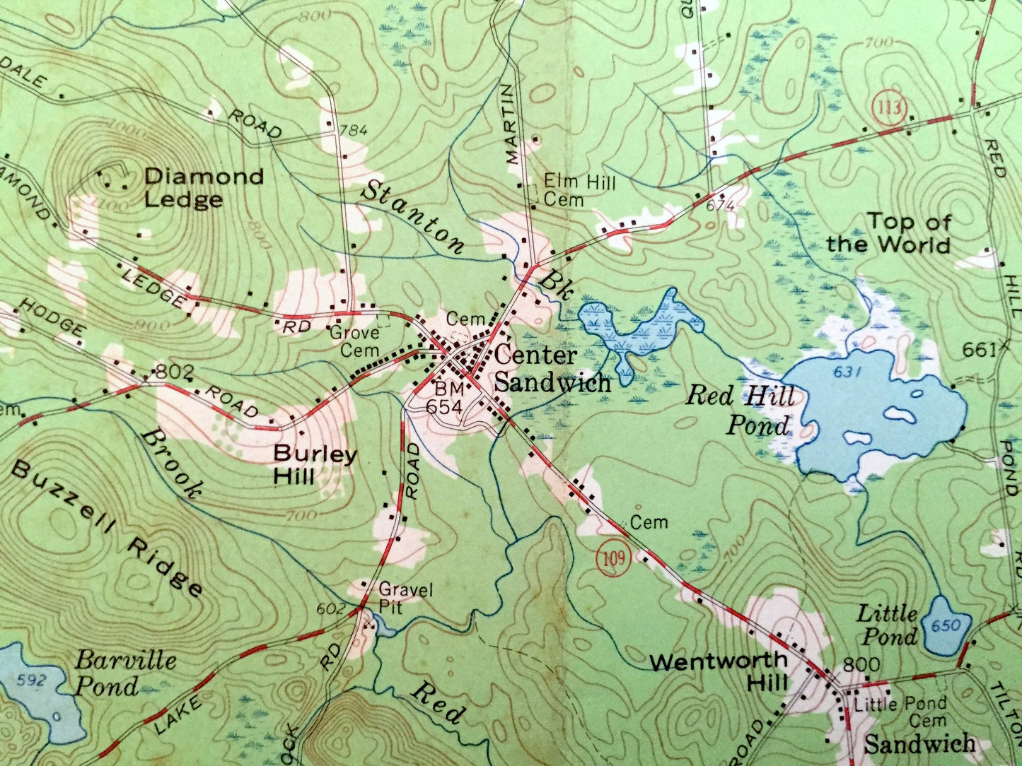 Antique Sandwich, New Hampshire 1958 US Geological Survey Topographic Map – Waterville, Moultonbroro, Squam Lake White Mountains Chocorua NH