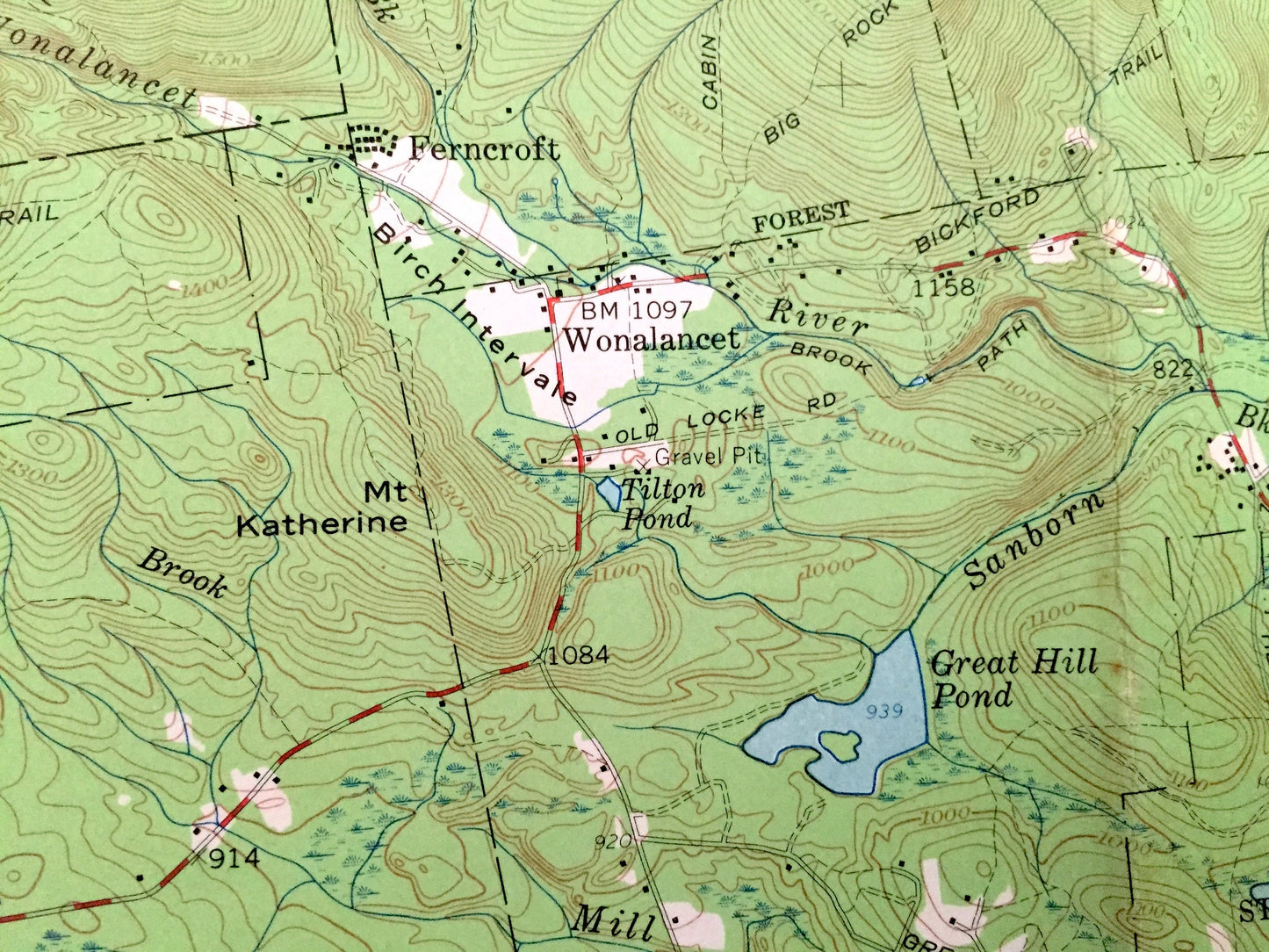 Antique Sandwich, New Hampshire 1958 US Geological Survey Topographic Map – Waterville, Moultonbroro, Squam Lake White Mountains Chocorua NH
