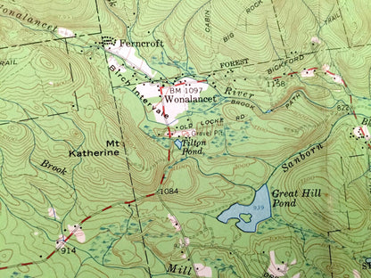 Antique Sandwich, New Hampshire 1958 US Geological Survey Topographic Map – Waterville, Moultonbroro, Squam Lake White Mountains Chocorua NH