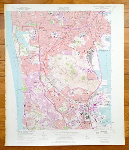 Antique San Francisco, California 1956 US Geological Survey Topographic Map – Buri Buri, San Mateo, Sunset, Sharp Park, Ingleside Bayview CA