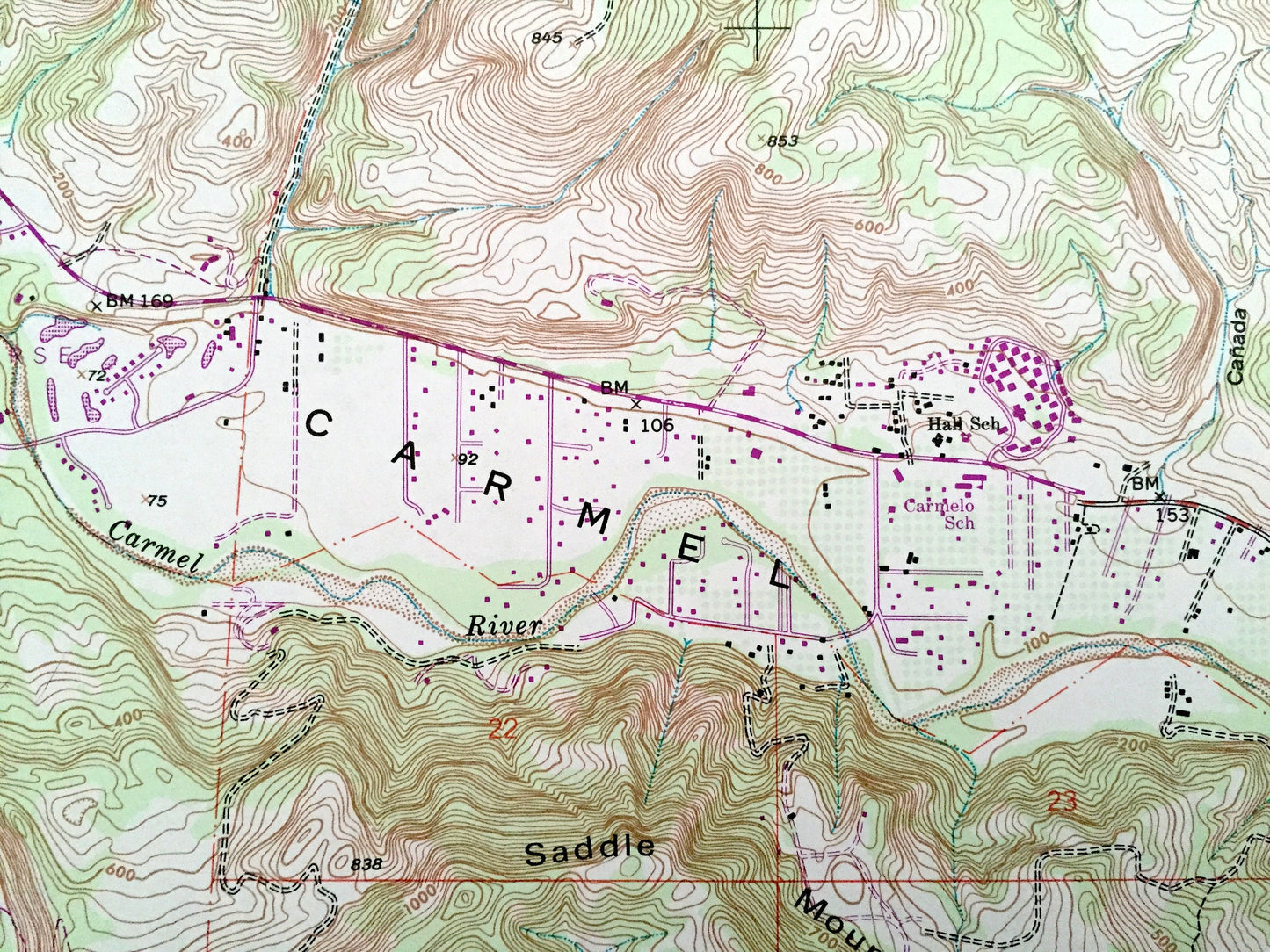 Antique Seaside, California 1947 US Geological Survey Topographic Map – Monterey Bay, Del Rey Oaks, Delmonte, Retreat Noche Buena Heights CA