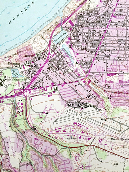 Antique Seaside, California 1947 US Geological Survey Topographic Map – Monterey Bay, Del Rey Oaks, Delmonte, Retreat Noche Buena Heights CA
