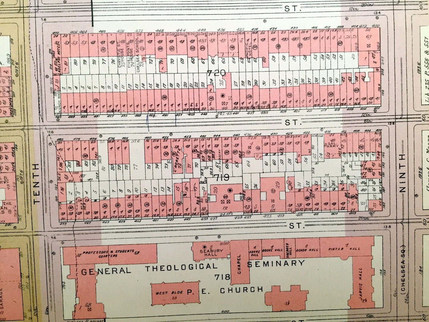 Antique Manhattan, New York Map from Bromley's 1955 Manhattan Land Book – Chelsea Piers, West Side, Hudson River, High Line, Midtown, NY NYC