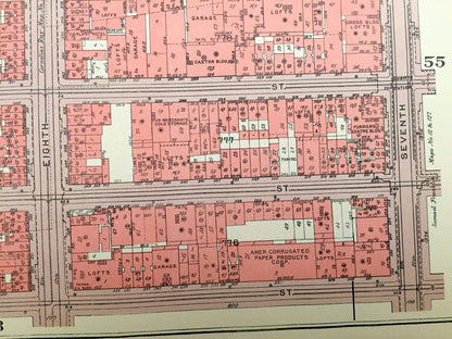 Antique Manhattan, New York Map from Bromley's 1955 Manhattan Land Book – Chelsea Park, West Side, Garment District, Midtown, NYC NY