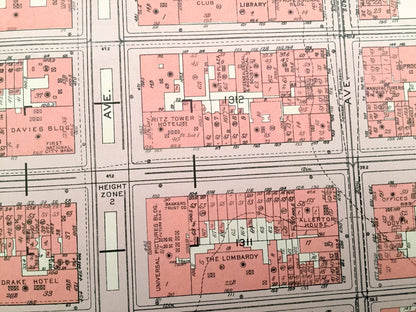 Antique Manhattan, New York City Map from Bromley's 1955 Manhattan Land Book – Central Park South, Theater District Midtown East Clinton NYC